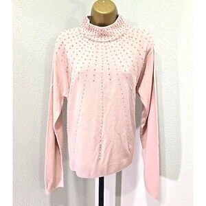 Vintage Pink Pearl Sweater Large Quiet Luxury Old Money Feminine Dainty Delicate